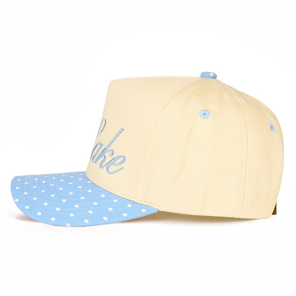 C.C TCM0137 Two Tone Polka Dot "Meet Me At The Lake" Canvas Embroidered Baseball Cap - Snap Back Closure - One Size Fits Most - 100% Cotton view 4
