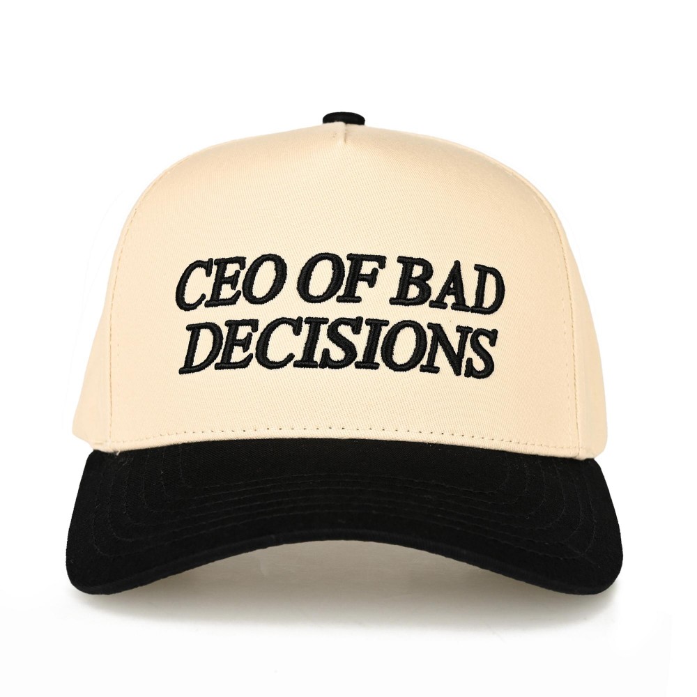 C.C TCM0140 Two Tone "CEO OF BAD DECISIONS" Canvas Embroidered Baseball Cap - Snap Back Closure - One Size Fits Most - 100% Cotton view 2