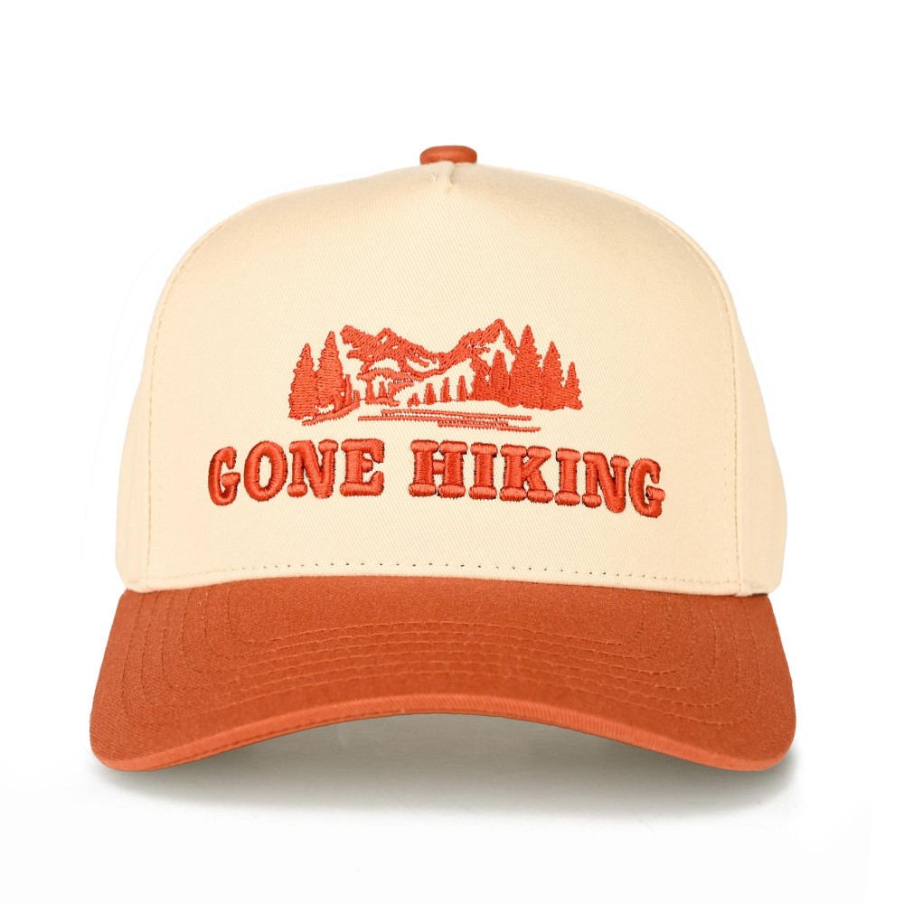 C.C TCM0146 Two Tone "GONE HIKING" Canvas Embroidered Baseball Cap - Snap Back Closure - One Size Fits Most - 100% Cotton view 2