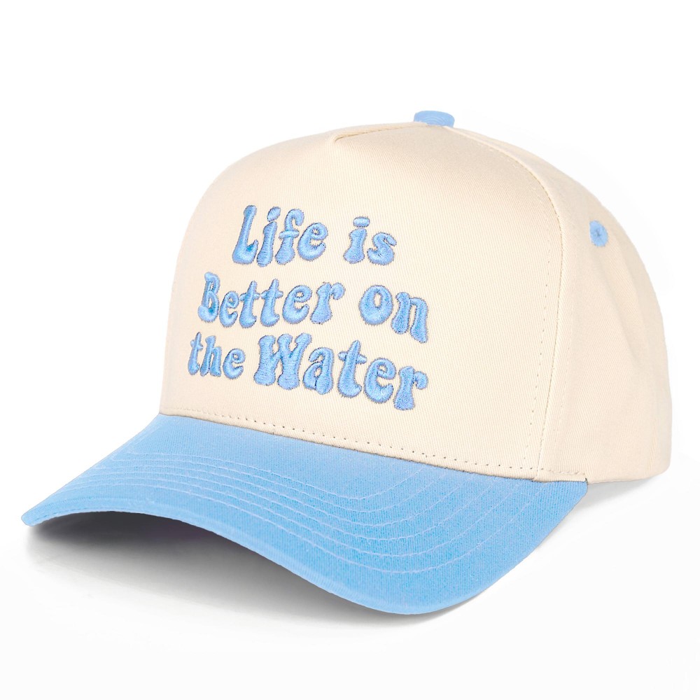 C.C TCM0149 Two Tone "Life Is Better On The Water" Canvas Embroidered Baseball Cap - Snap Back Closure - One Size Fits Most - 100% Cotton view 2