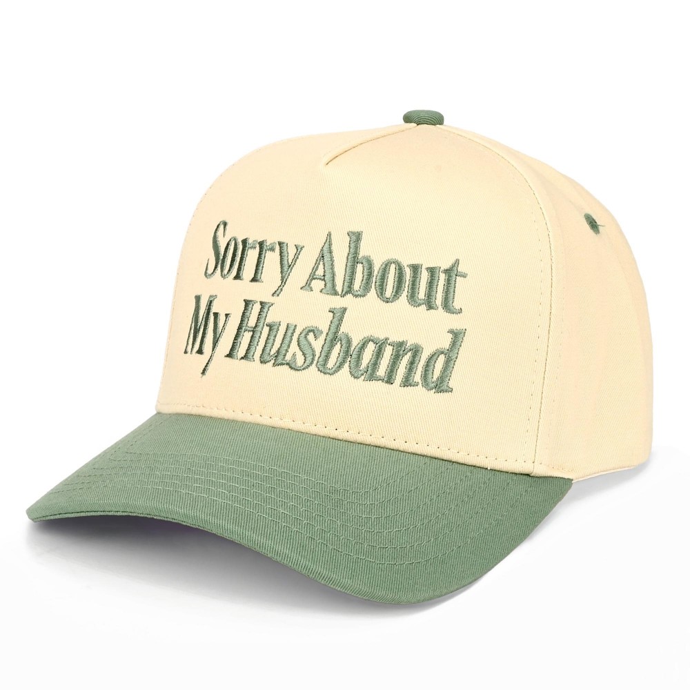 C.C TCM0153 Two Tone "Sorry About My Husband" Canvas Embroidered Baseball Cap - Snap Back Closure - One Size Fits Most - 100% Cotton view 2