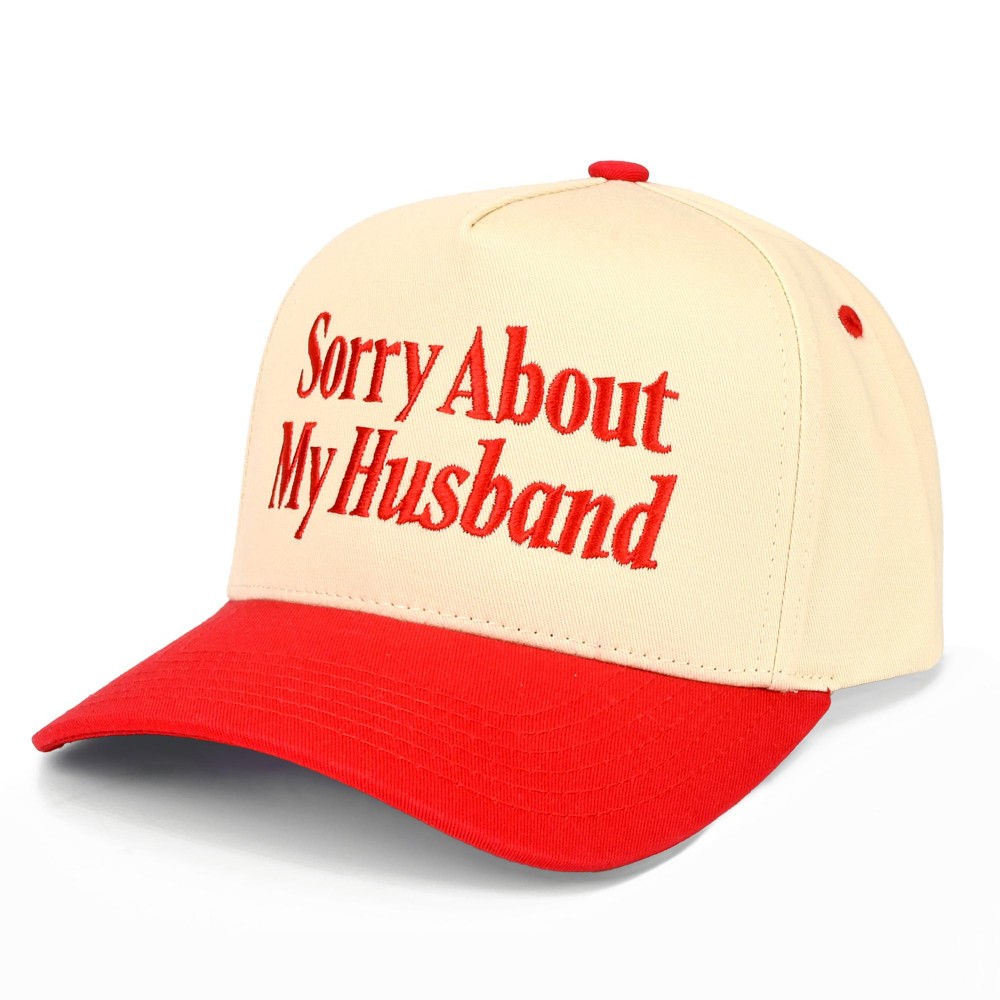 C.C TCM0153 Two Tone "Sorry About My Husband" Canvas Embroidered Baseball Cap - Snap Back Closure - One Size Fits Most - 100% Cotton view 2