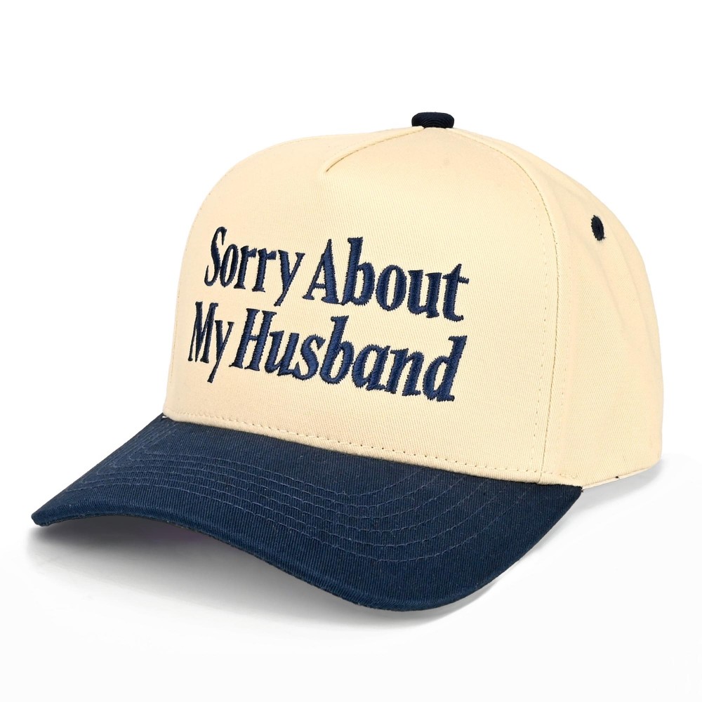 C.C TCM0153 Two Tone "Sorry About My Husband" Canvas Embroidered Baseball Cap - Snap Back Closure - One Size Fits Most - 100% Cotton view 2