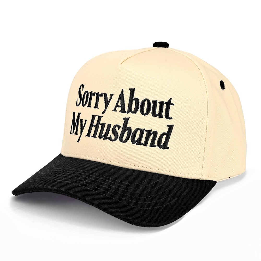 C.C TCM0153 Two Tone "Sorry About My Husband" Canvas Embroidered Baseball Cap - Snap Back Closure - One Size Fits Most - 100% Cotton view 2