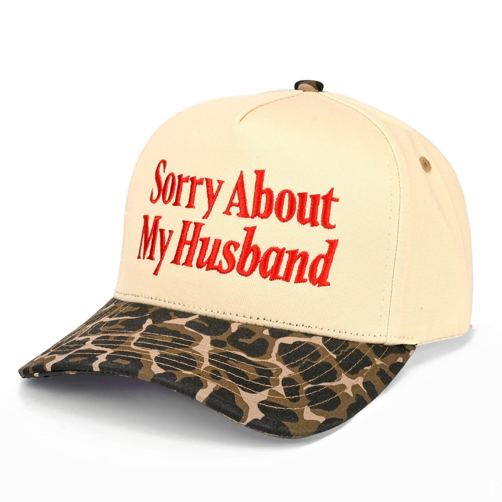 C.C TCM0153 Two Tone "Sorry About My Husband" Canvas Embroidered Baseball Cap - Snap Back Closure - One Size Fits Most - 100% Cotton view 2