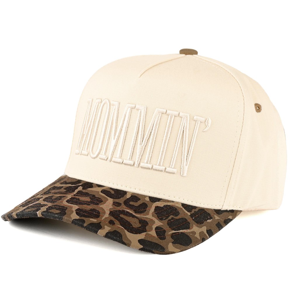 C.C TCM0073 Two Tone "MOMMIN'" Canvas Embroidered Baseball Cap - Snap Back Closure - One Size Fits Most - 100% Cotton view 2