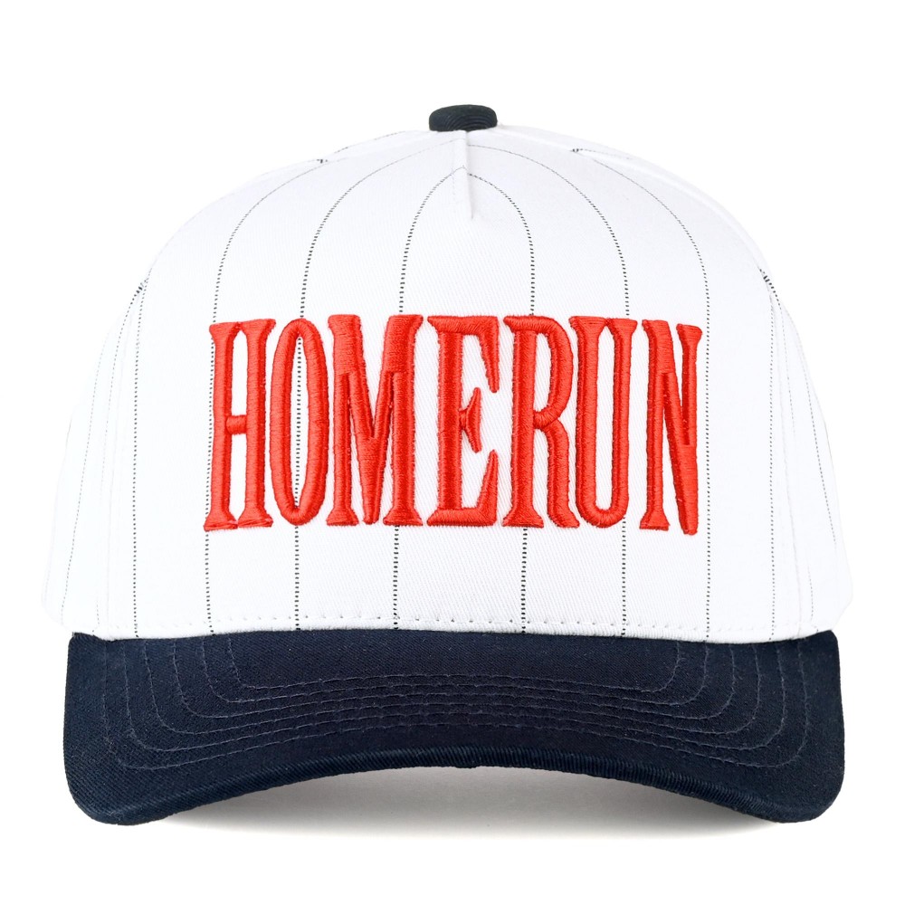 C.C TCM0074 Two Tone & Pin Stripe Canvas Embroidered "HOMERUN" Baseball Cap - Snap Back Closure - One Size Fits Most - 100% Cotton view 2