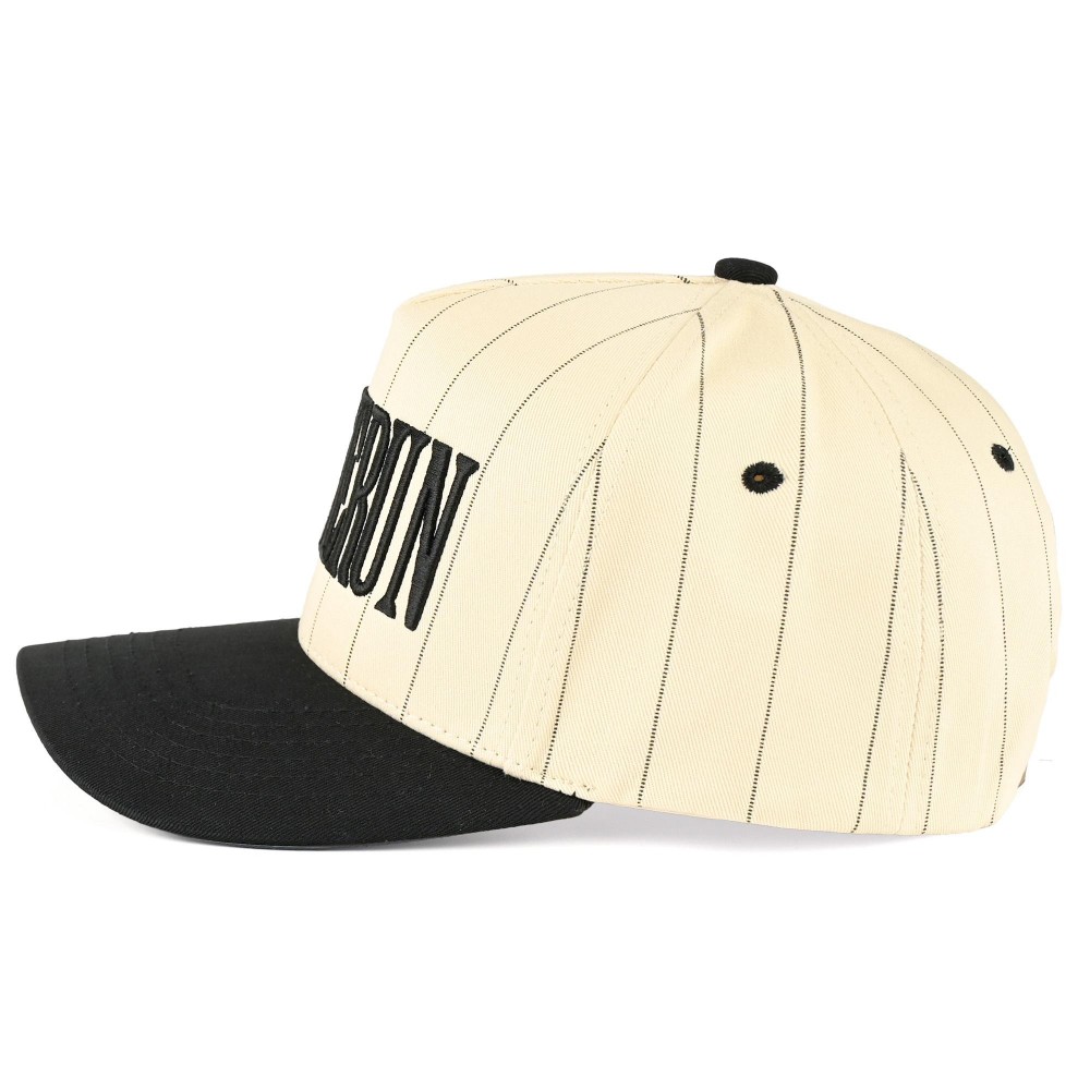 C.C TCM0074 Two Tone & Pin Stripe Canvas Embroidered "HOMERUN" Baseball Cap - Snap Back Closure - One Size Fits Most - 100% Cotton view 4