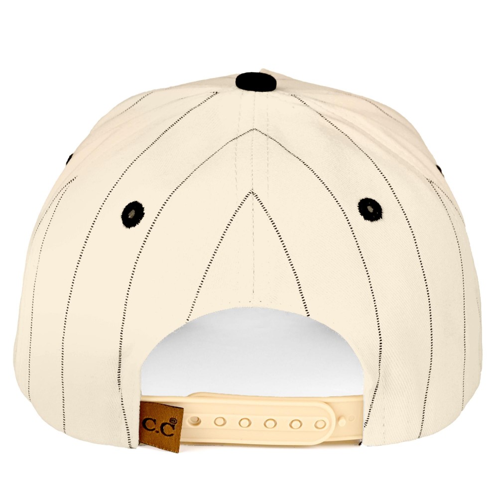C.C TCM0074 Two Tone & Pin Stripe Canvas Embroidered "HOMERUN" Baseball Cap - Snap Back Closure - One Size Fits Most - 100% Cotton view 6