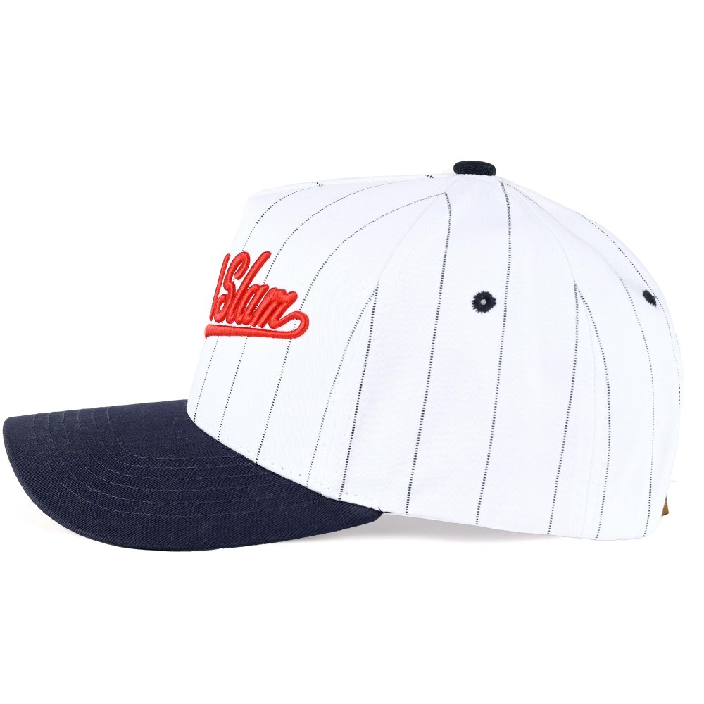 C.C TCM0075 Two Tone & Pin Stripe Canvas Embroidered "Grand Slam" Baseball Cap - Snap Back Closure - One Size Fits Most - 100% Cotton view 4
