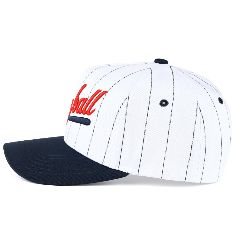 C.C TCM0077 Two Tone & Pin Stripe Embroidered "Play Ball" Baseball Cap - Snap Back Closure - One Size Fits Most - 100% Cotton view 4