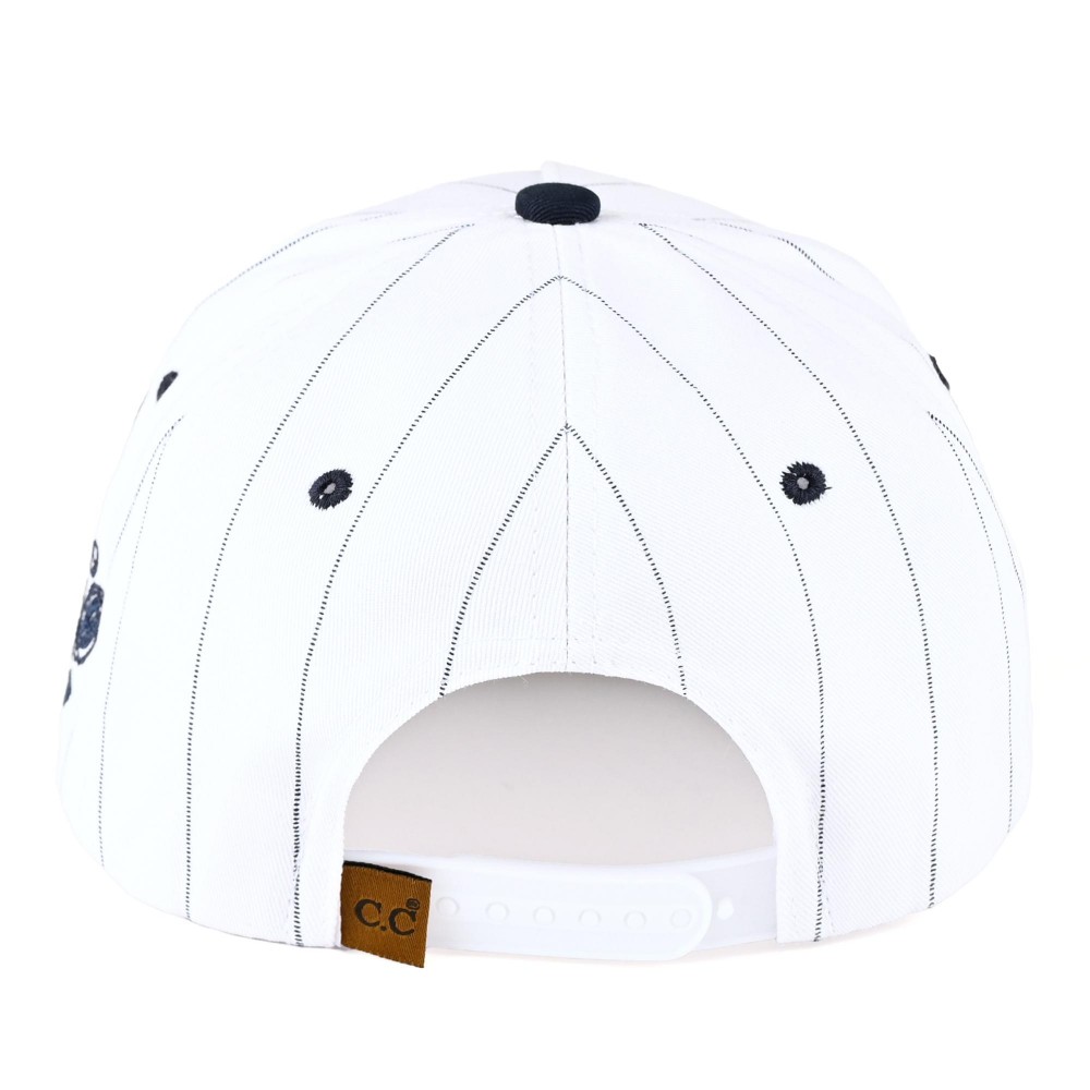 C.C TCM0077 Two Tone & Pin Stripe Embroidered "Play Ball" Baseball Cap - Snap Back Closure - One Size Fits Most - 100% Cotton view 6