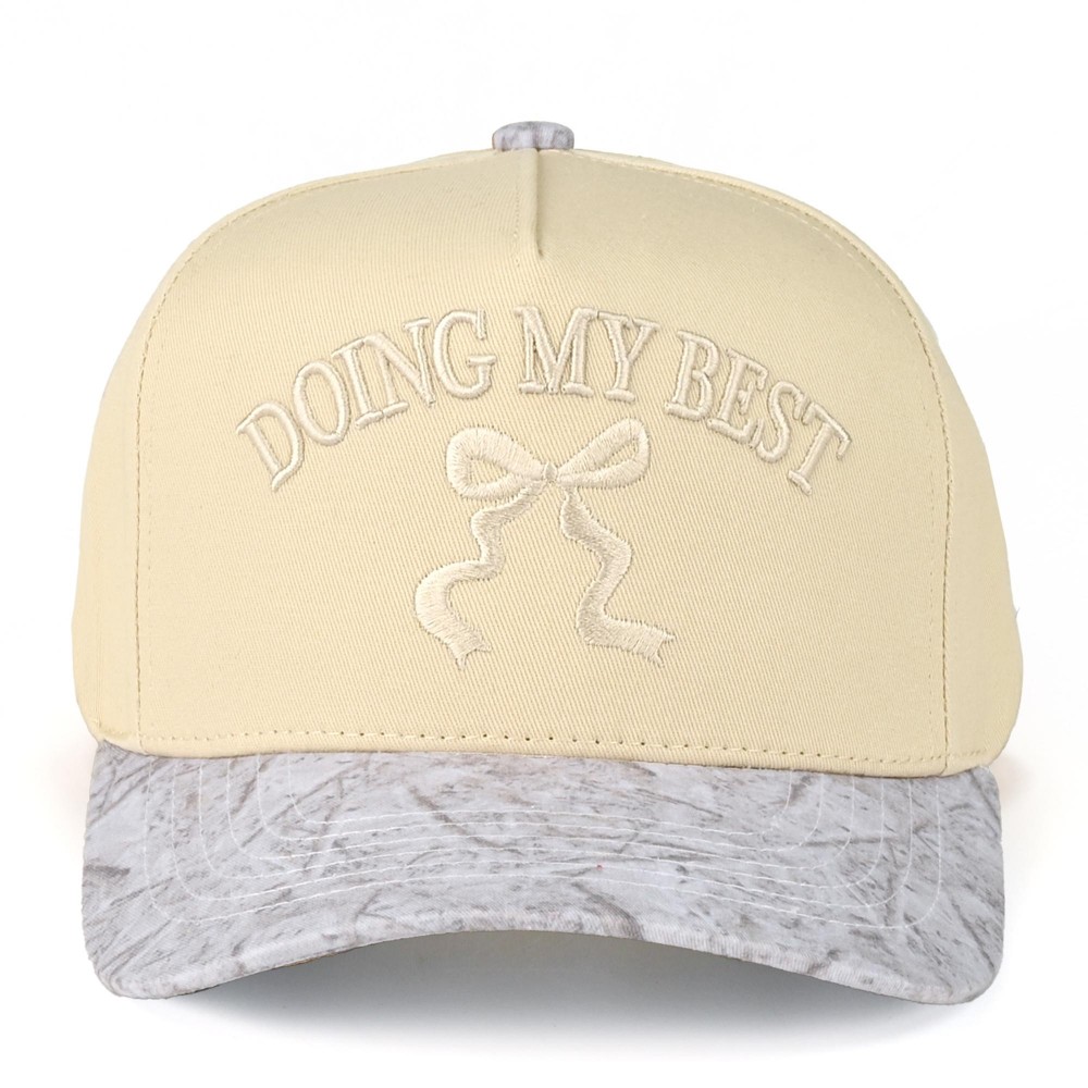 C.C TCM0087 Two Tone Camo Canvas Embroidered "Doing My Best" & Bow Baseball Cap - Snap Back Closure - One Size Fits Most - 100% Cotton view 2