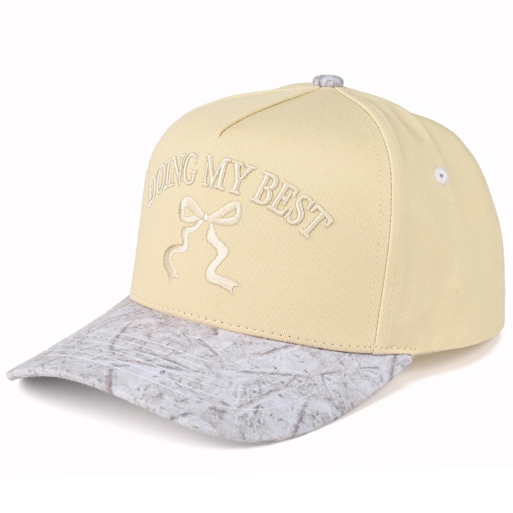 C.C TCM0087 Two Tone Camo Canvas Embroidered "Doing My Best" & Bow Baseball Cap - Snap Back Closure - One Size Fits Most - 100% Cotton view 4
