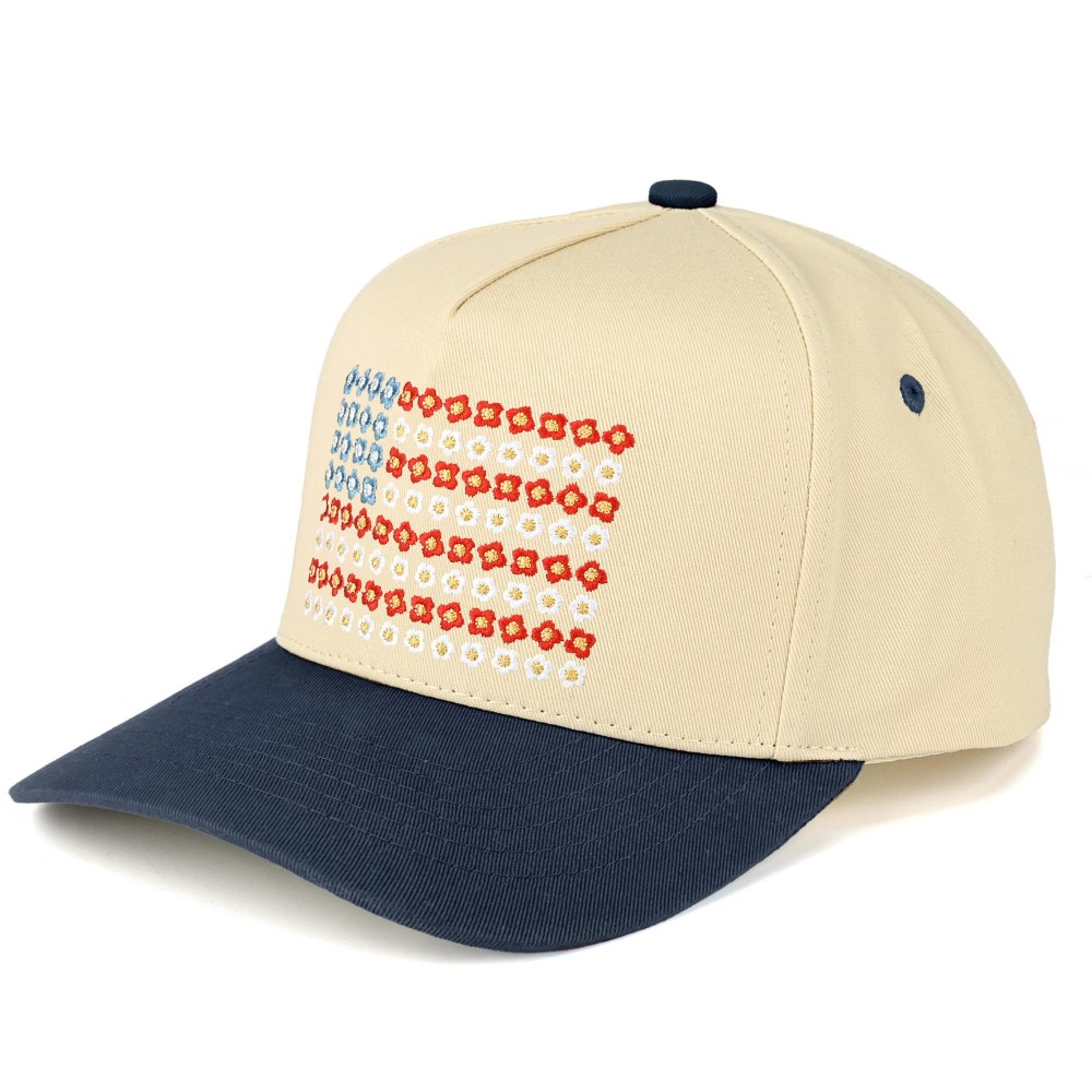 C.C TCM0090 Two Tone Canvas Embroidered Flower Flag Baseball Cap - Snap Back Closure - One Size Fits Most - 100% Cotton view 4