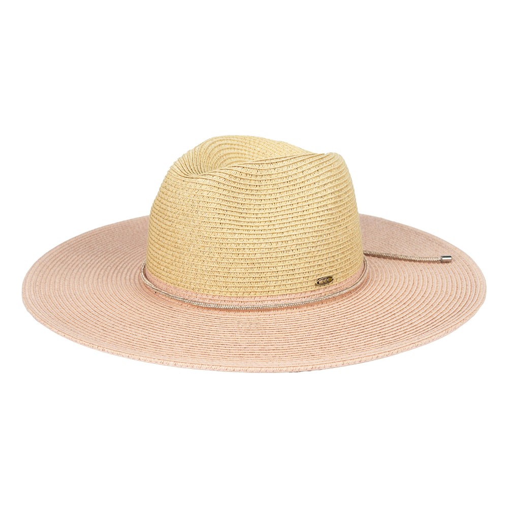 C.C PNH0048 Two Tone Straw Panama Hat With Rhinestone Band - One Size Fits Most (Internal Drawstring Adjustable) - 80% Paper/ 20% Polyester - Brim Approximately 3.25" L view 2