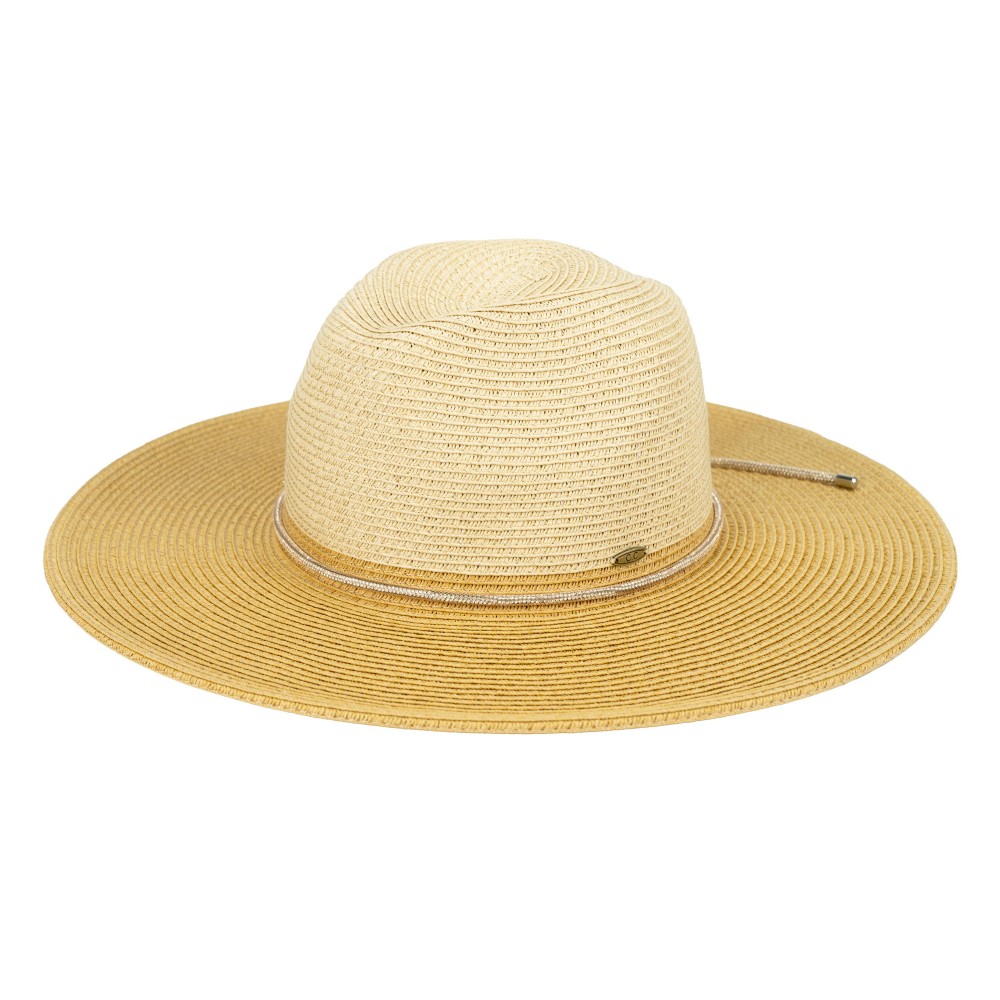 C.C PNH0048 Two Tone Straw Panama Hat With Rhinestone Band - One Size Fits Most (Internal Drawstring Adjustable) - 80% Paper/ 20% Polyester - Brim Approximately 3.25" L view 2
