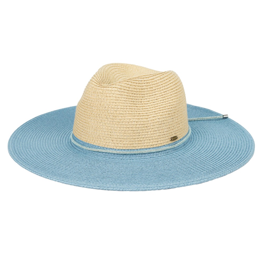 C.C PNH0048 Two Tone Straw Panama Hat With Rhinestone Band - One Size Fits Most (Internal Drawstring Adjustable) - 80% Paper/ 20% Polyester - Brim Approximately 3.25" L view 2