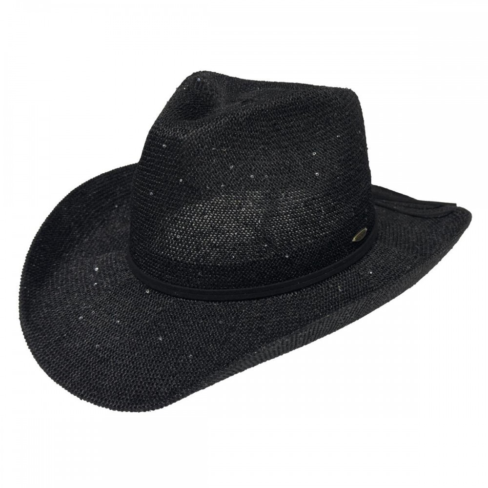 C.C CBC-03 Sequin Cowboy Hat With Suede String Trim Band - One Size Fits Most - Adjustable Drawstring - Brim Approximately 3.25"L - 60% Paper / 40% Polyester view 2