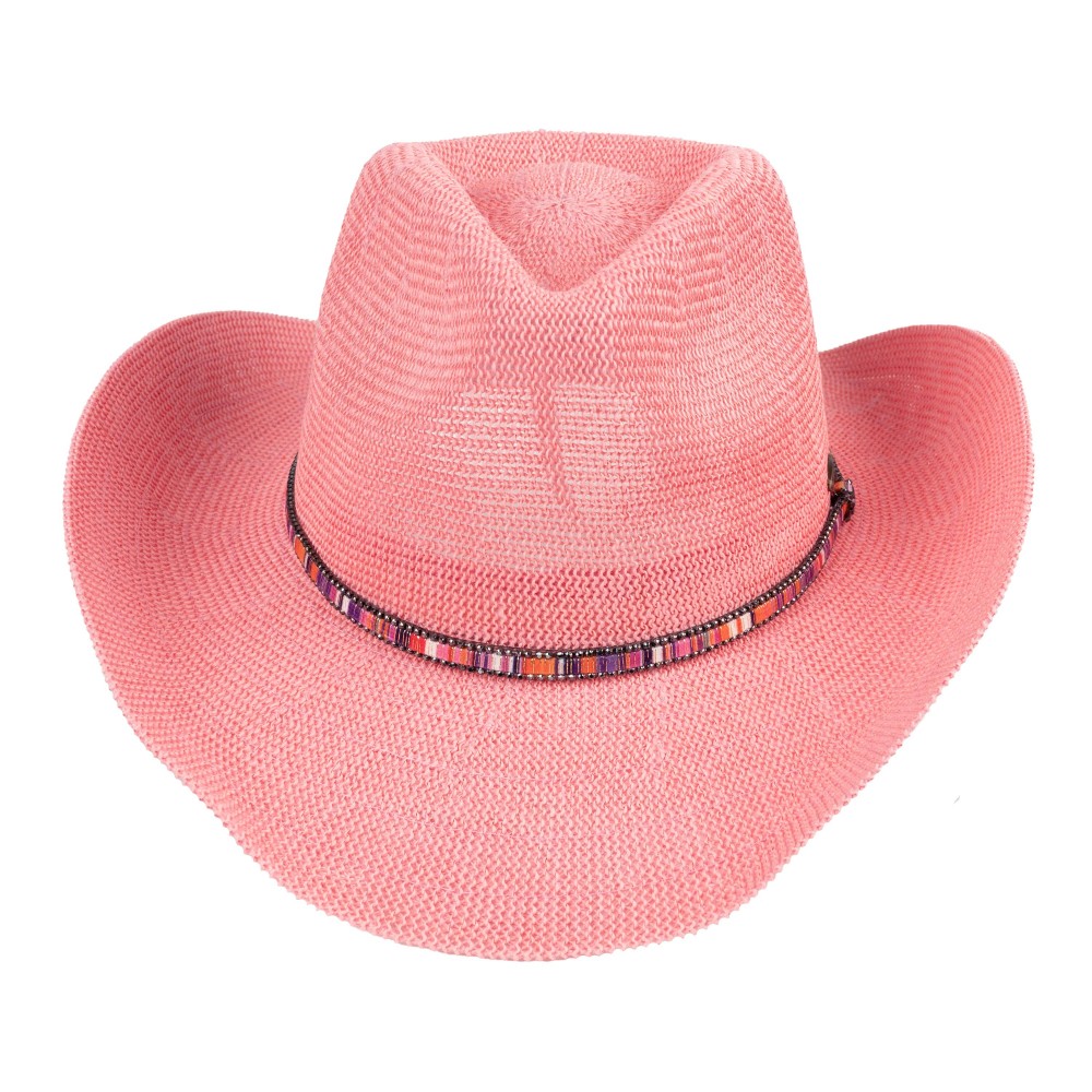 C.C CBC0144 Woven Cowboy Hat With Beaded Band - One Size Fits Most - Adjustable Drawstring - Brim Approximately 3" L - 60% Paper / 40% Polyester view 2