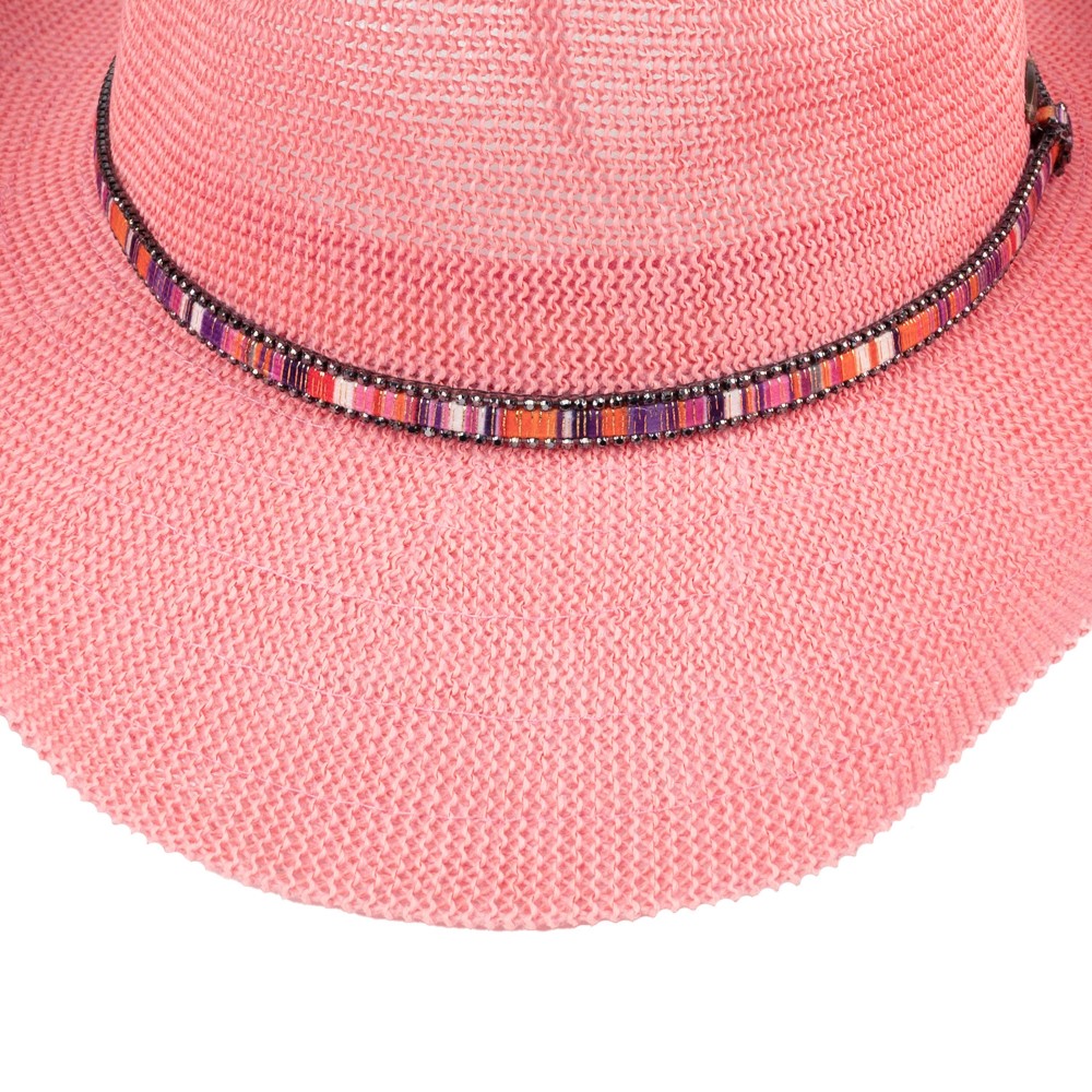 C.C CBC0144 Woven Cowboy Hat With Beaded Band - One Size Fits Most - Adjustable Drawstring - Brim Approximately 3" L - 60% Paper / 40% Polyester view 4