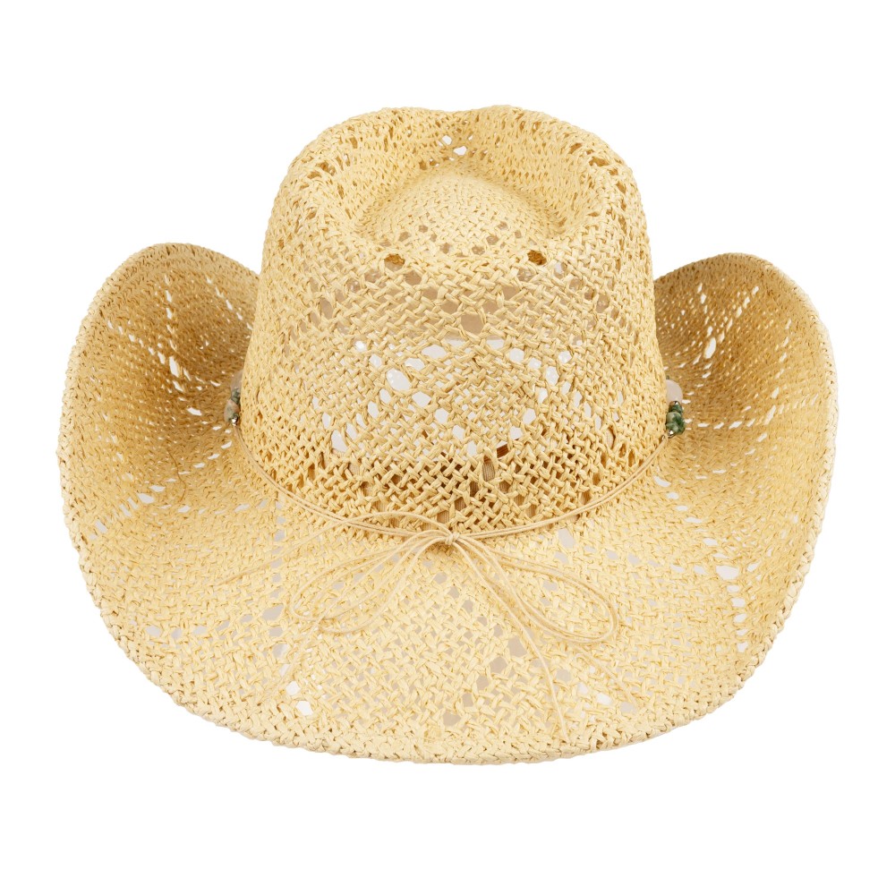 C.C CBC0146 Woven Cowboy Hat With Stone & Star Beaded Band - One Size Fits Most - Adjustable Drawstring - Brim Approximately 3" L - 100% Paper view 6