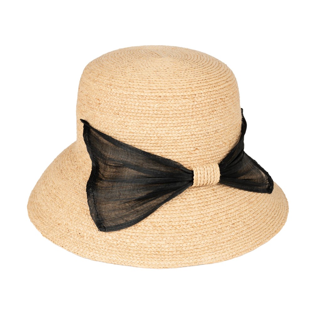 C.C STC0019 Woven Straw Bucket Hat With Bow Detail - One Size Fits Most - Adjustable Drawstring - Brim Approximately 3.5 "L - 100% Raffia view 2