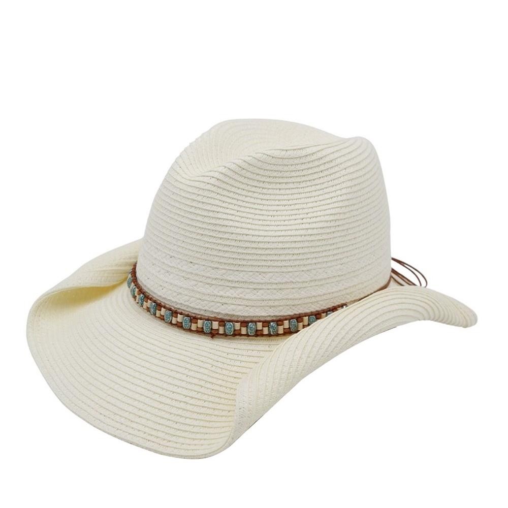 Straw Cowboy Hat With Multicolor Beaded Band - One Size - 100% Paper view 4