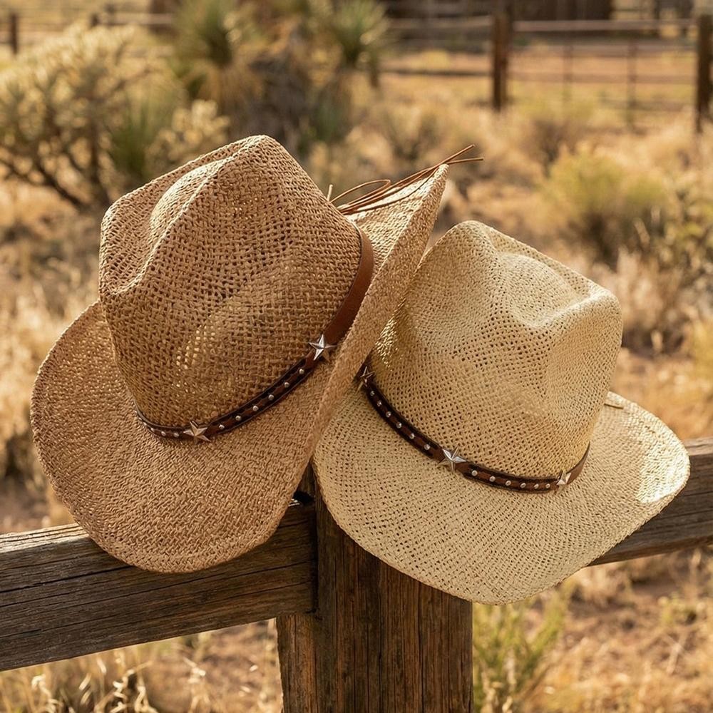 Straw Cowboy Hat With Silver Studs & Stars - One Size - 100% Paper view 6