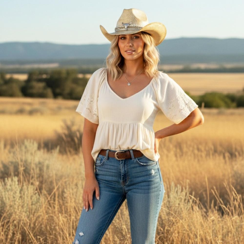 Homemade Vintage Cowboy Hat With Silver Bull Head & Multi Band - One Size - 100% Paper view 4