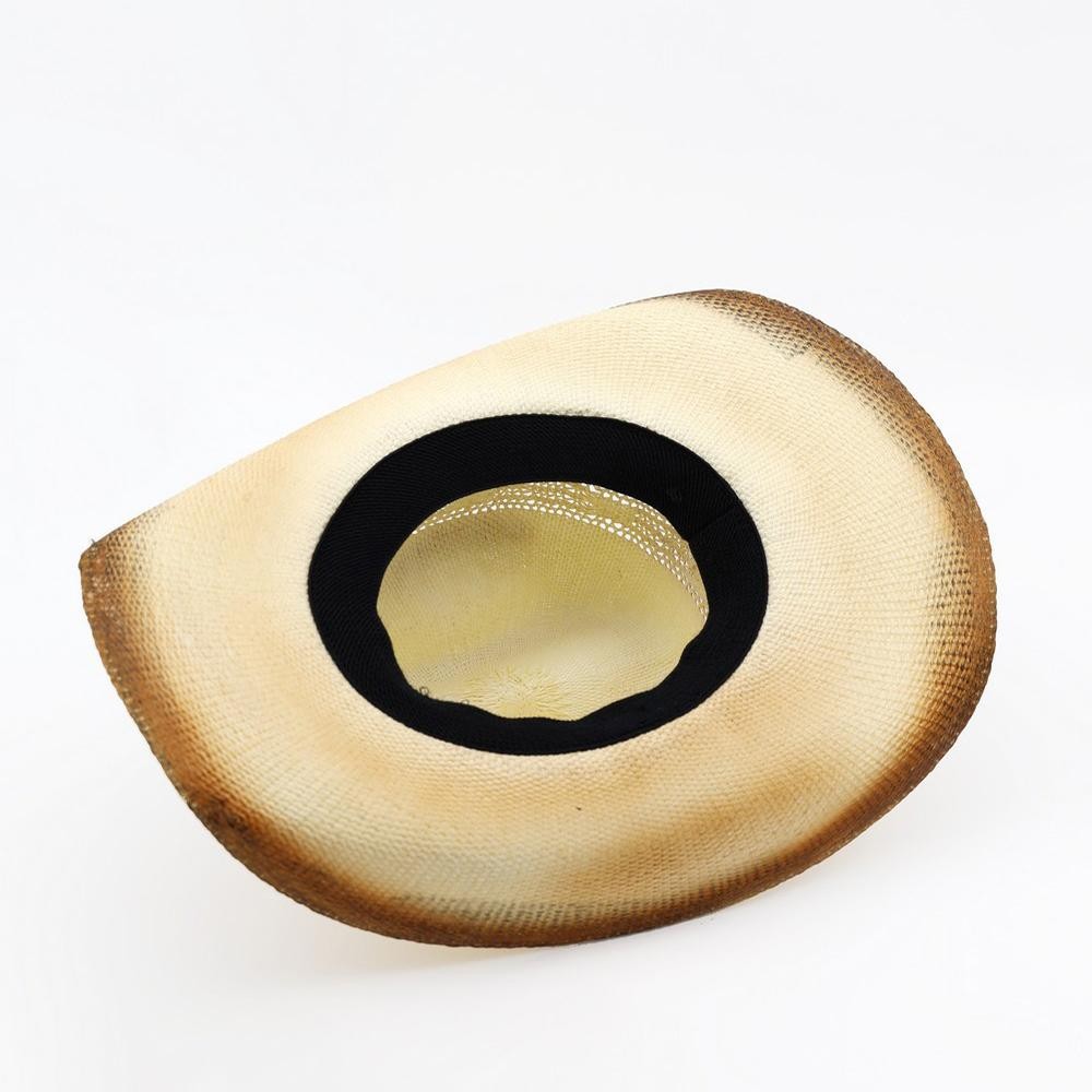 Distressed Two-Tone Cowboy Hat With Leopard Print Band & Stars - One Size - 100% Paper view 6