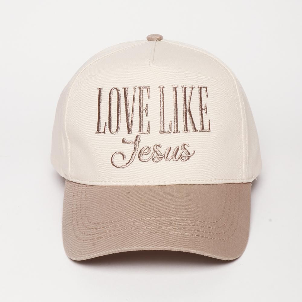 "LOVE LIKE Jesus" Embroidered Two Tone Baseball Cap - One Size Fits Most - Snap Back Closure - 100% Cotton view 2