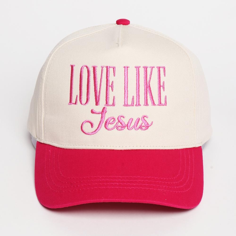 "LOVE LIKE Jesus" Embroidered Two Tone Baseball Cap - One Size Fits Most - Snap Back Closure - 100% Cotton view 2