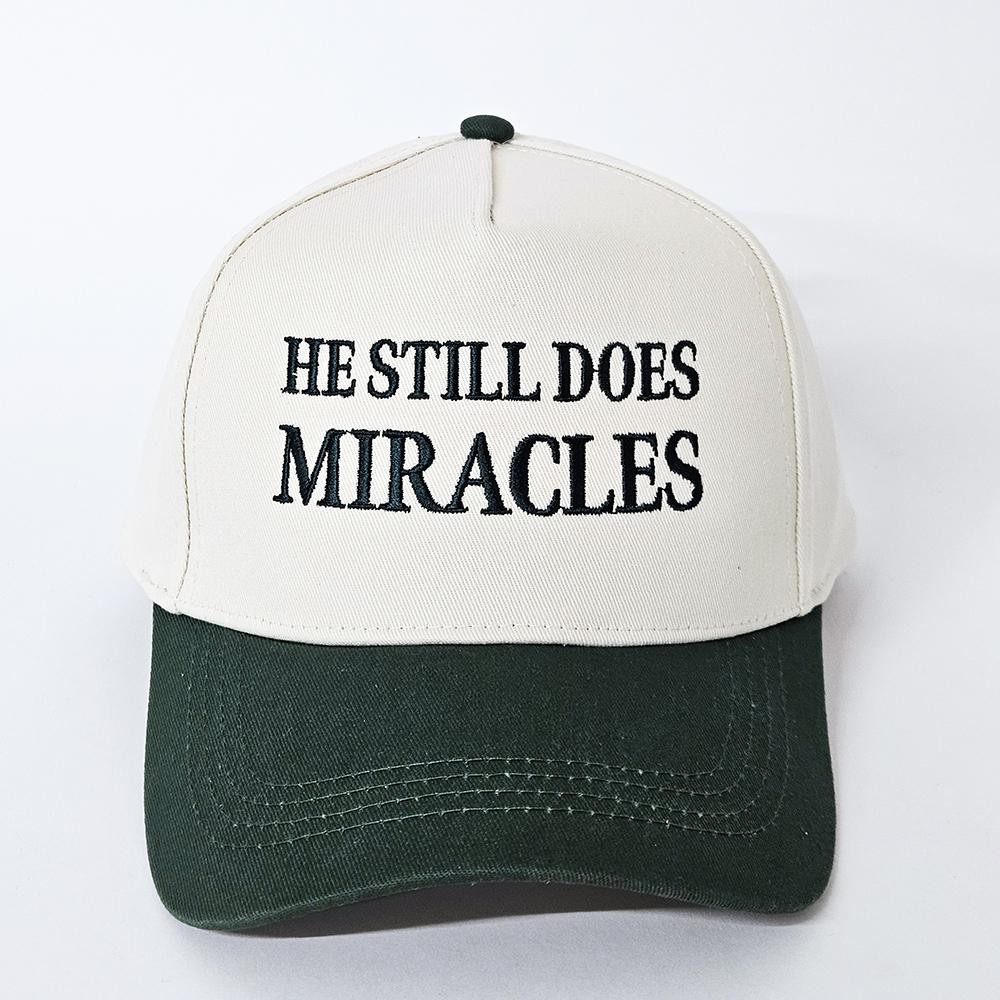 "He Still Does Miracles" Embroidered Two Tone Baseball Cap - One Size Fits Most - Snap Back Closure - 100% Cotton view 2