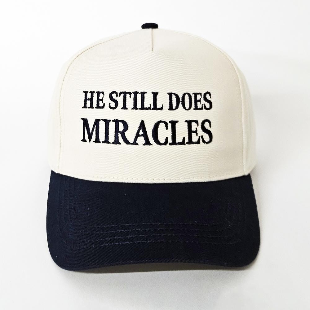 "He Still Does Miracles" Embroidered Two Tone Baseball Cap - One Size Fits Most - Snap Back Closure - 100% Cotton view 2