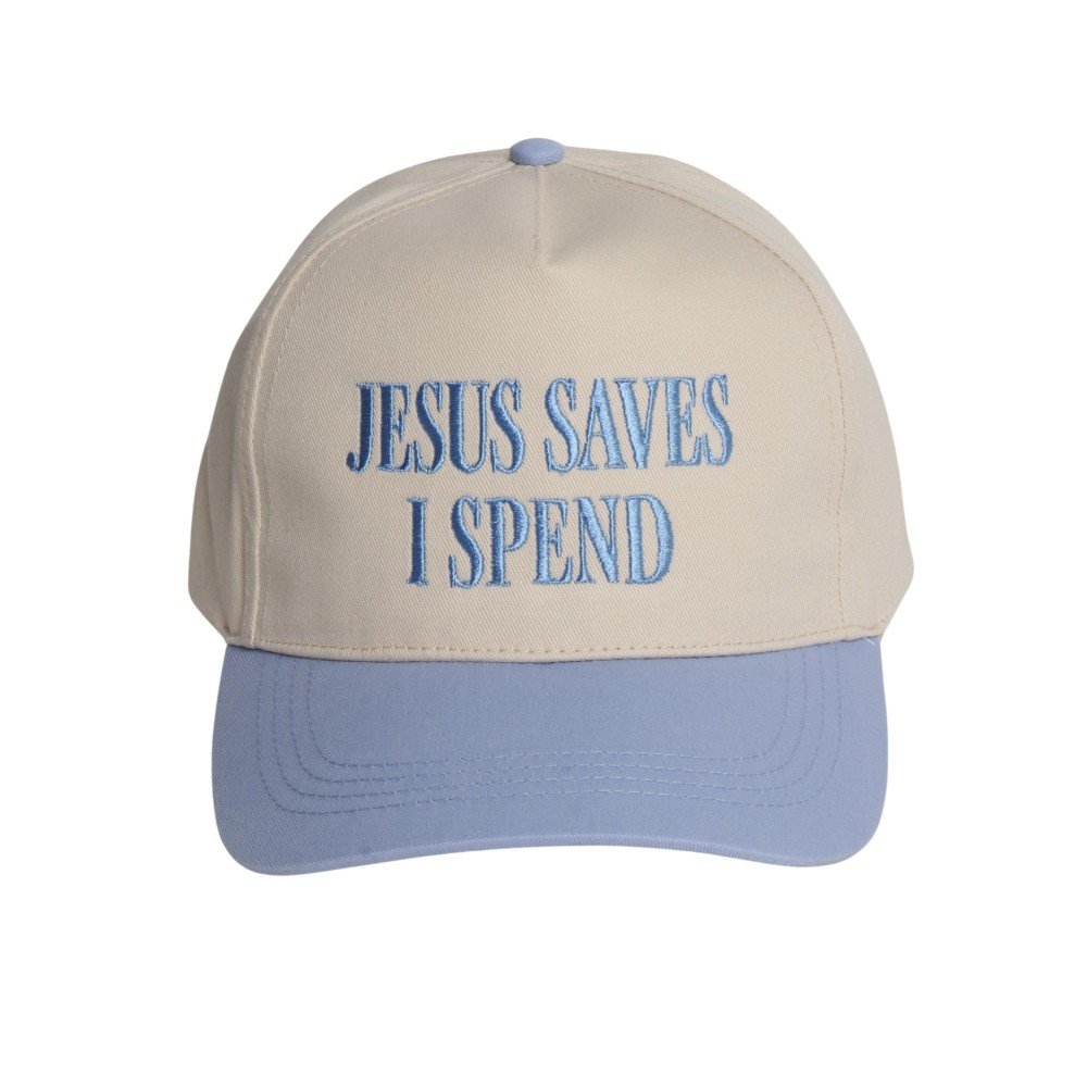 "JESUS SAVES I SPEND" Embroidered Two Tone Baseball Cap - One Size Fits Most - Snap Back Closure - 100% Cotton view 2