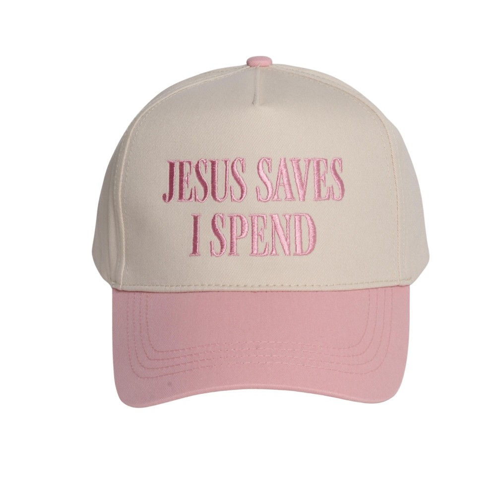 "JESUS SAVES I SPEND" Embroidered Two Tone Baseball Cap - One Size Fits Most - Snap Back Closure - 100% Cotton view 2