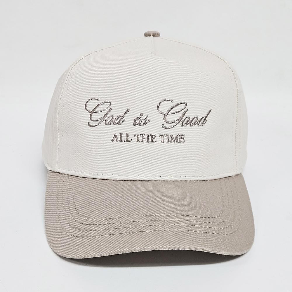 "God Is Good All The Time" Embroidered Two Tone Baseball Cap - One Size Fits Most - Snap Back Closure - 100% Cotton view 2