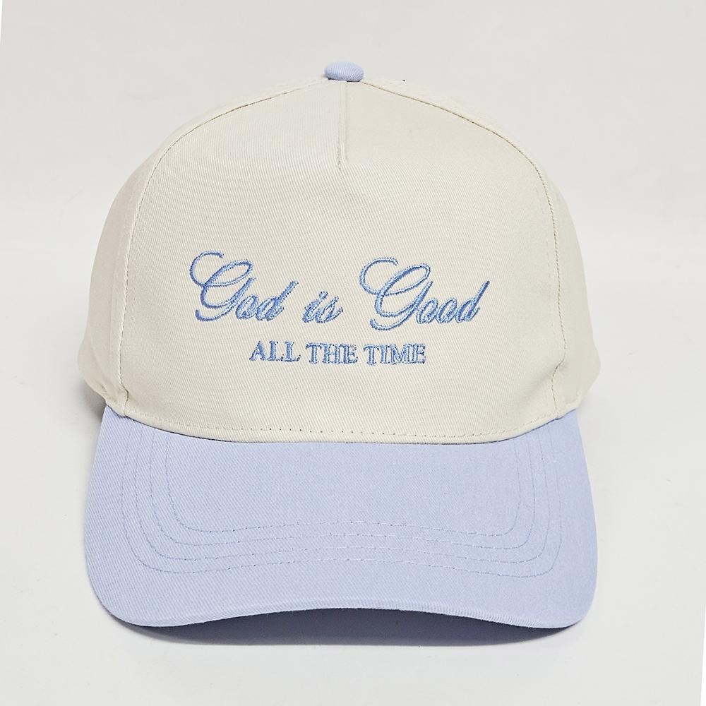 "God Is Good All The Time" Embroidered Two Tone Baseball Cap - One Size Fits Most - Snap Back Closure - 100% Cotton view 2