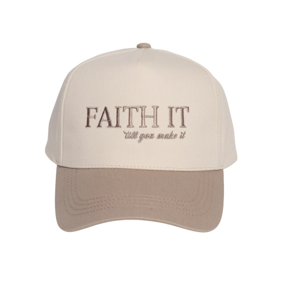"FAITH IT Till You Make It" Embroidered Two Tone Baseball Cap - One Size Fits Most - Snap Back Closure - 100% Cotton view 2