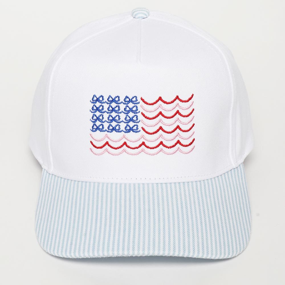 Bow Flag Embroidered Two Tone Baseball Cap - One Size Fits Most - Snap Back Closure - 100% Cotton view 2