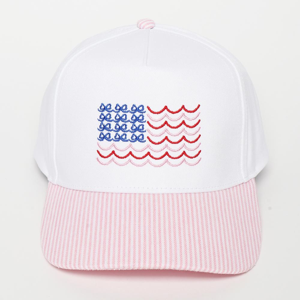 Bow Flag Embroidered Two Tone Baseball Cap - One Size Fits Most - Snap Back Closure - 100% Cotton view 2