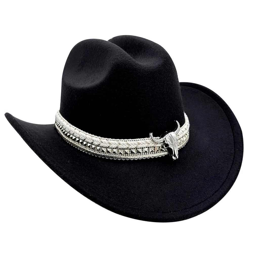 Do Everything In Love Felt Cowboy Hat With Studded Hat Band & Steer Detail - One Size Fits Most - 100% Polyester view 2