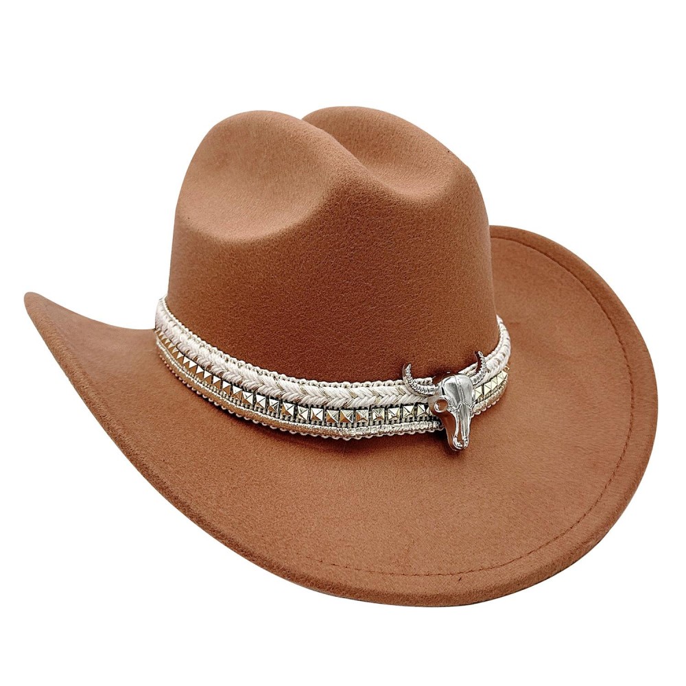 Do Everything In Love Felt Cowboy Hat With Studded Hat Band & Steer Detail - One Size Fits Most - 100% Polyester view 2