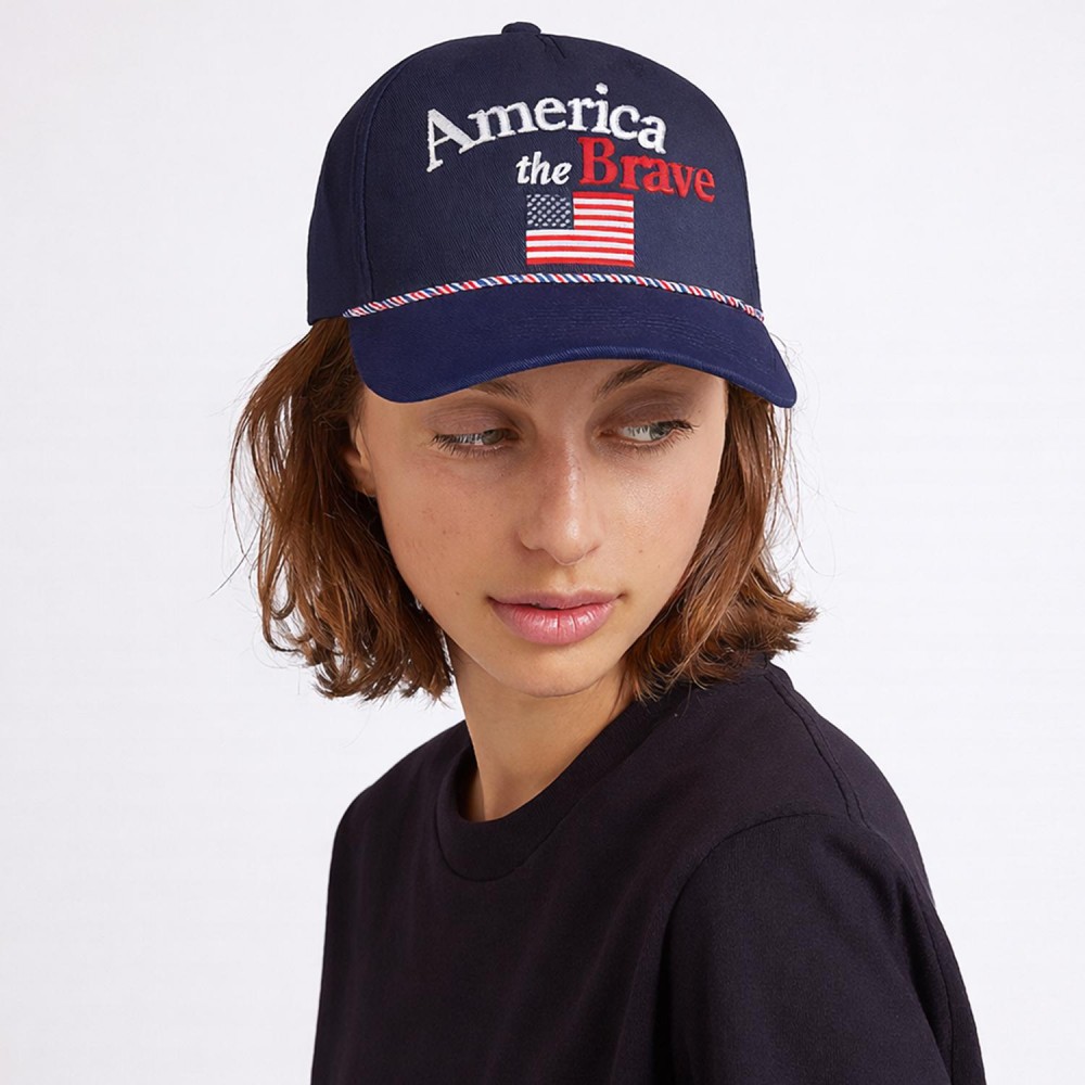 Do Everything In Love "America The Brave" Embroidered Americana Baseball Cap - One Size Fits Most - Snap Back Closure - 100% Cotton view 2