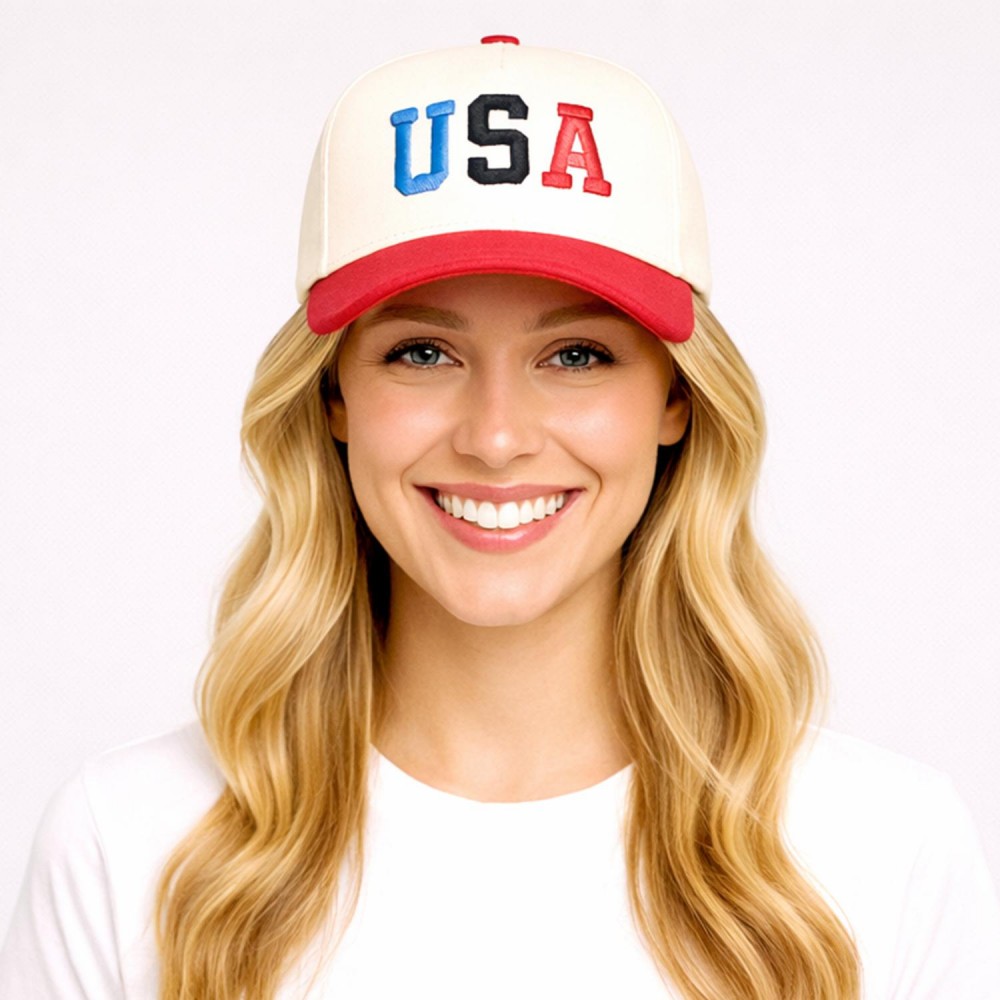 Do Everything In Love 3D "USA" Two Tone Baseball Cap - One Size Fits Most - Snap Back Closure - 100% Cotton view 2