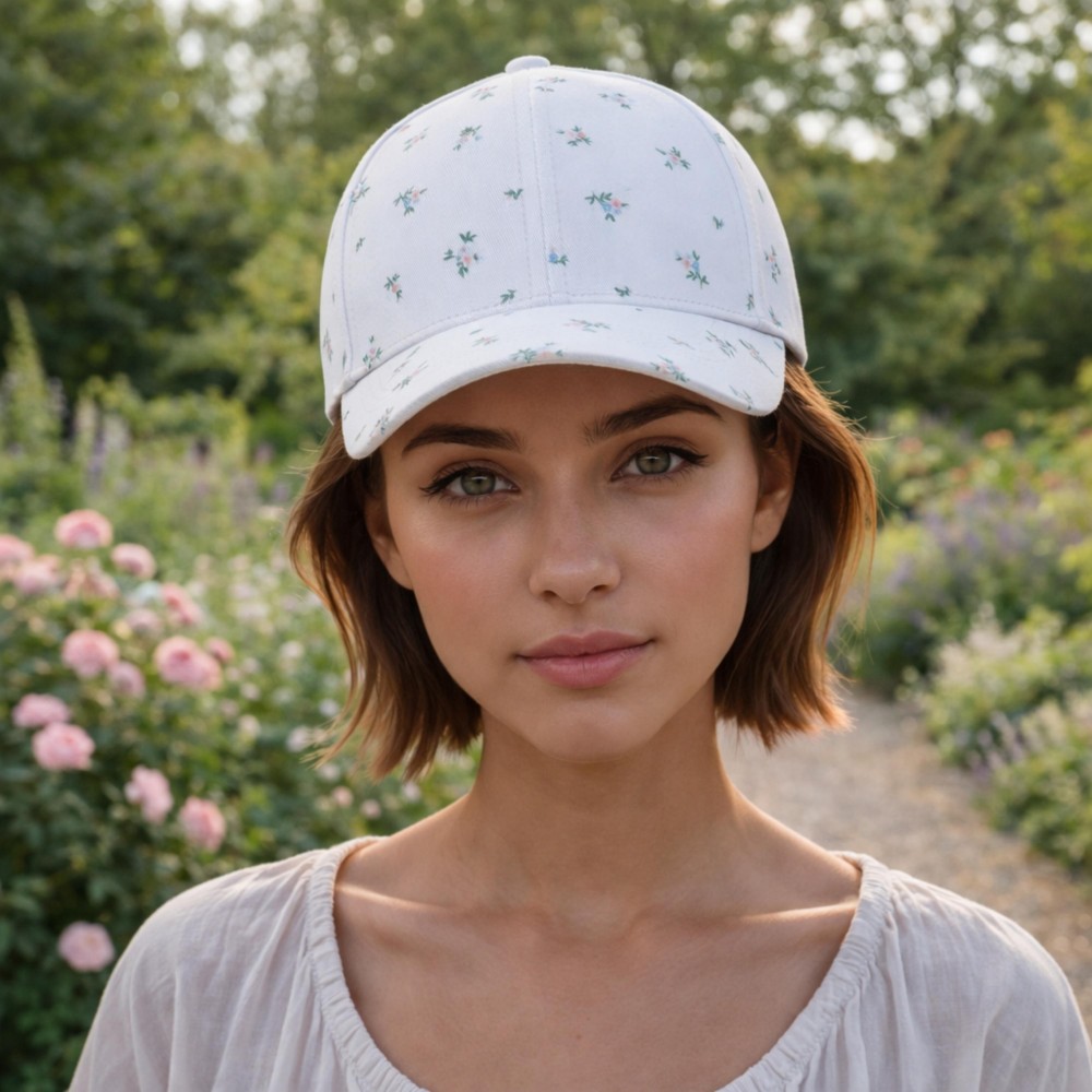 Flowers Print Baseball Cap - One Size Fits Most - Slide Buckle Adjustment - 100% Cotton view 2