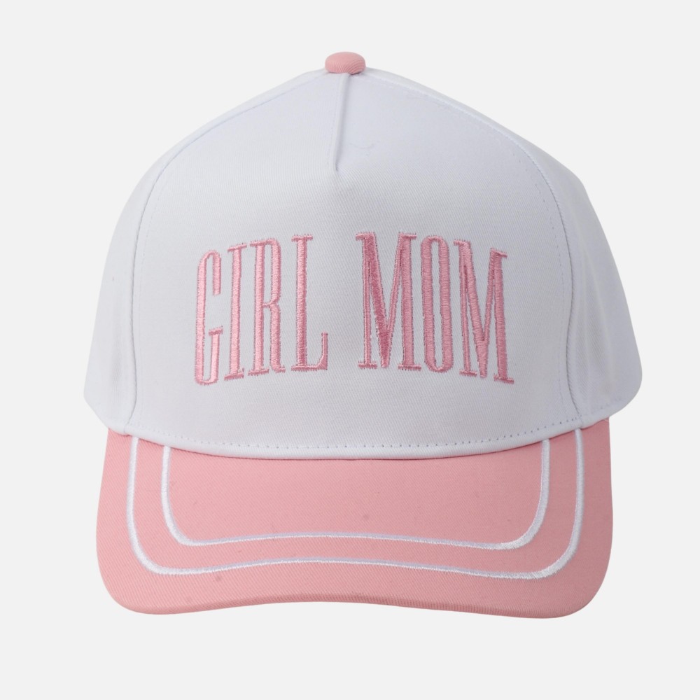 Two Tone "GIRL MOM" Embroidered Baseball Cap With Lined Bill - Snap Back Closure - One Size Fits Most - 100% Cotton view 2