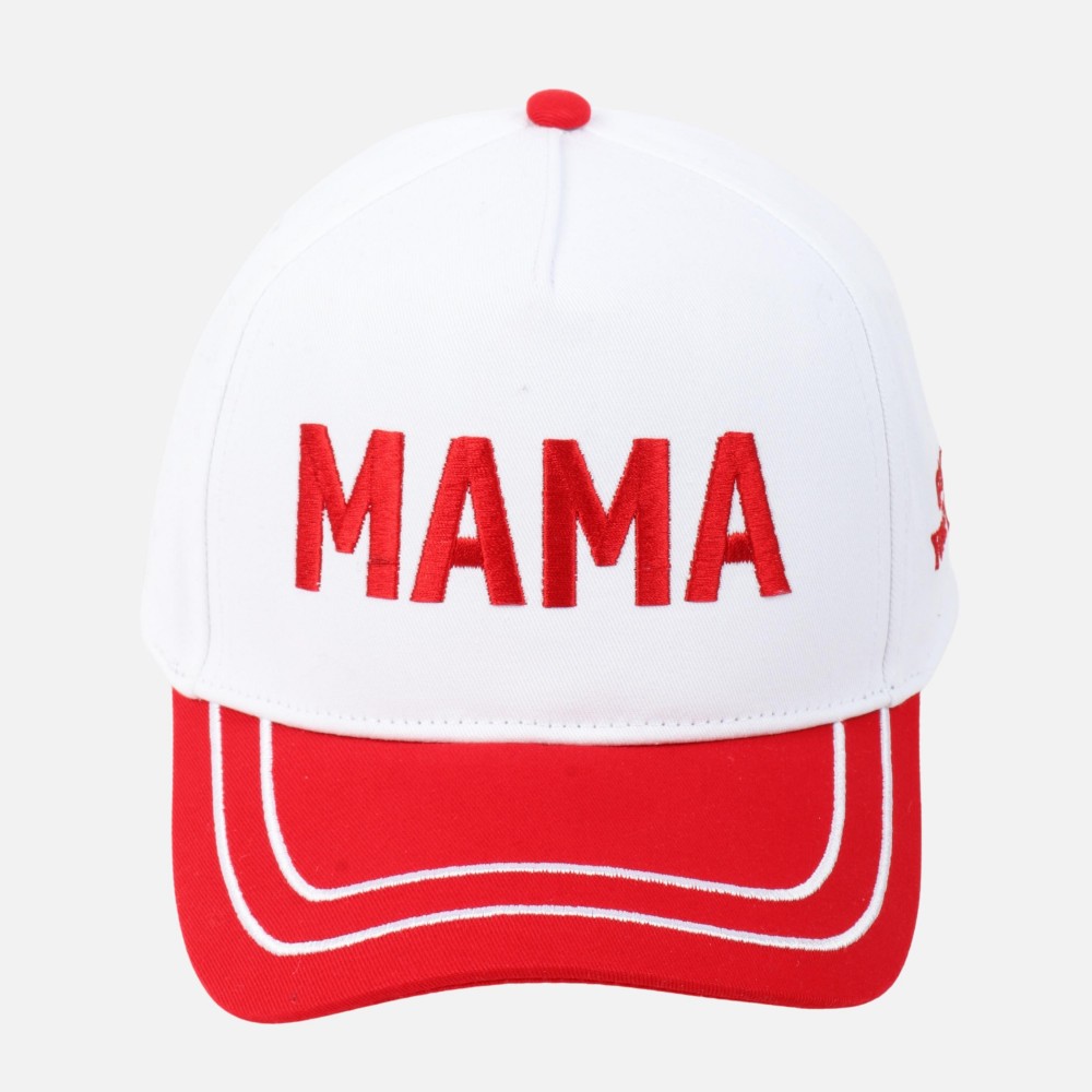 Two Tone "MAMA" Embroidered Baseball Cap With Lined Bill - "Go Ask Your Dad" Side Embroidery - Snap Back Closure - One Size Fits Most - 100% Cotton view 2