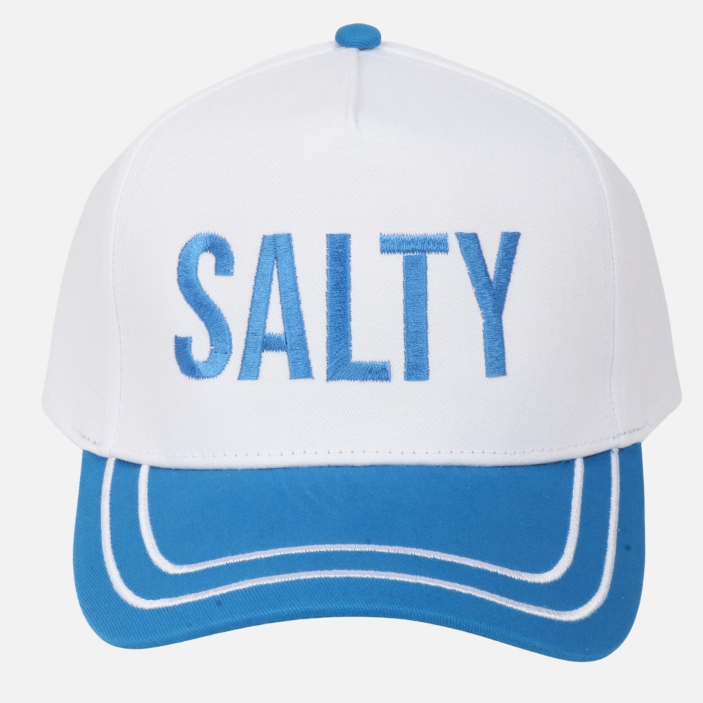 Two Tone "SALTY" Embroidered Baseball Cap With Lined Bill - Snap Back Closure - One Size Fits Most - 100% Cotton view 2